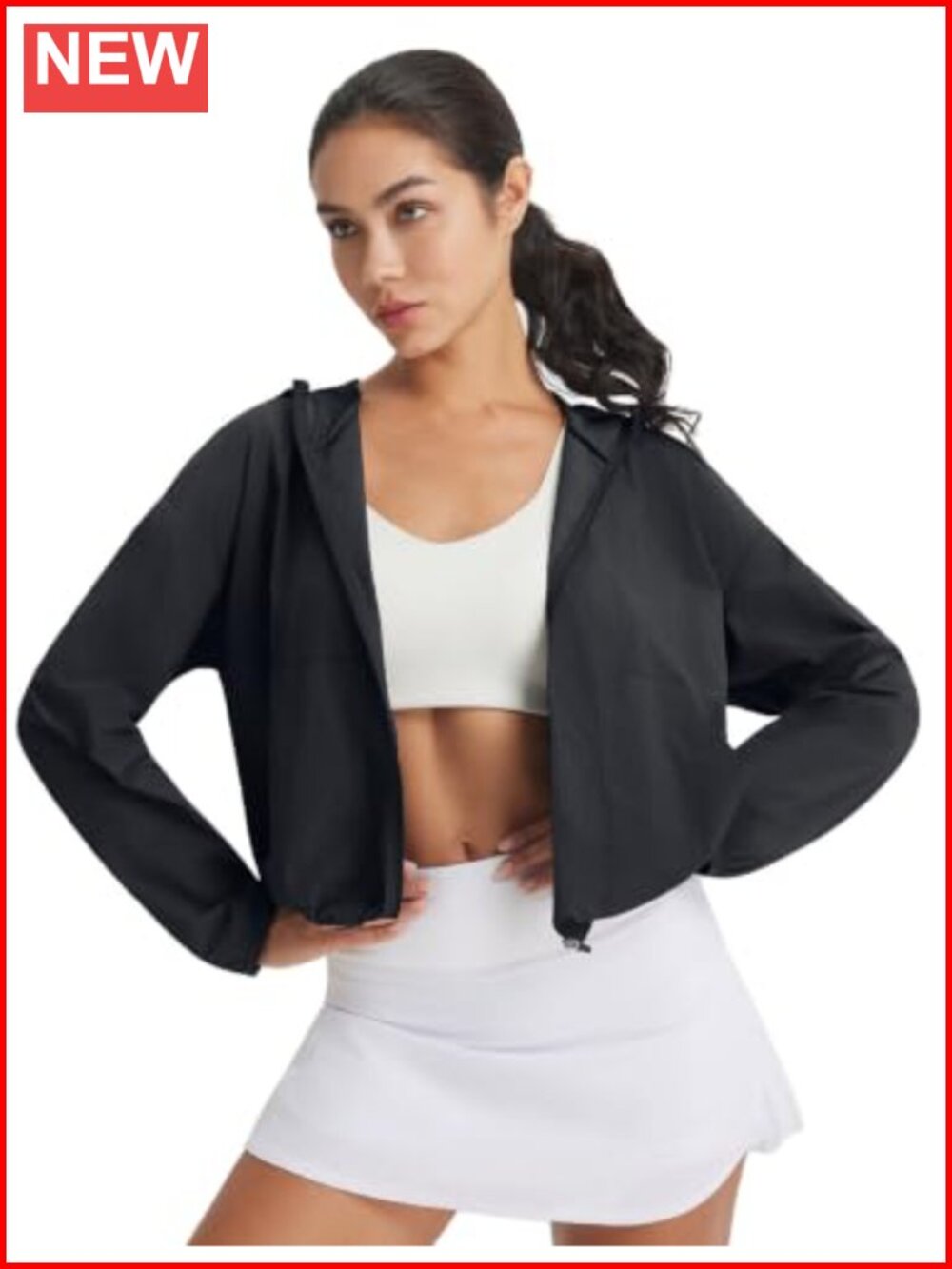Lightweight Packable Sun Jacket Long Sleeve UPF 50+ Cropped Full Zip